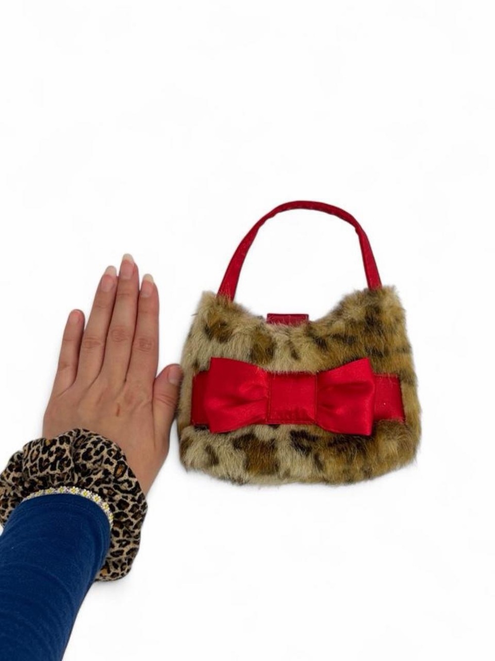 Y2K Vintage Style Fuzzy Faux Fur Cheetah Print mini handbag